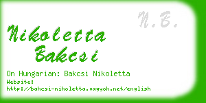 nikoletta bakcsi business card